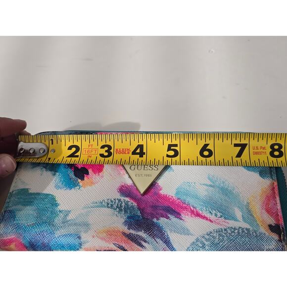 GUESS Color‑Splash Watercolour Zip‑Around Wallet Large Organizer Clutch Tropical - Picture 5 of 6
